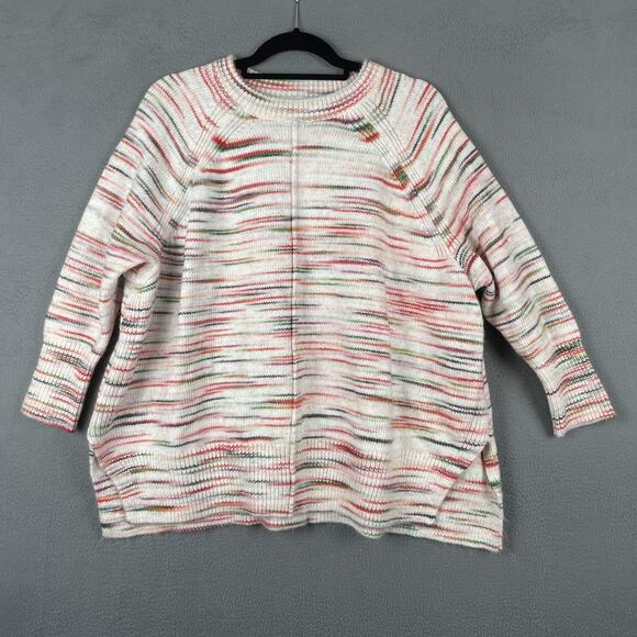 LOFT Lou & Grey Sweater Womens XS/S White Multicolor Stripe Knit Pullover Soft - Picture 1 of 8